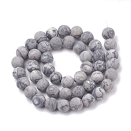 Frostet naturlig Picasso Jasper sten | 8 mm.